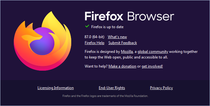 Firefox 87 About Dialog