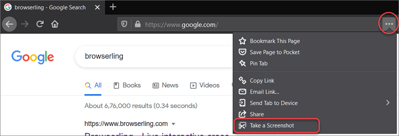 Take Screenshot in Firefox 88