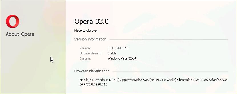 Cross browser testing in Opera 33