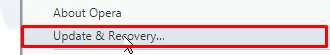Opera 54 update and recovery option