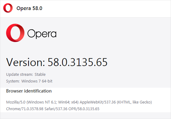 Opera 58 Version